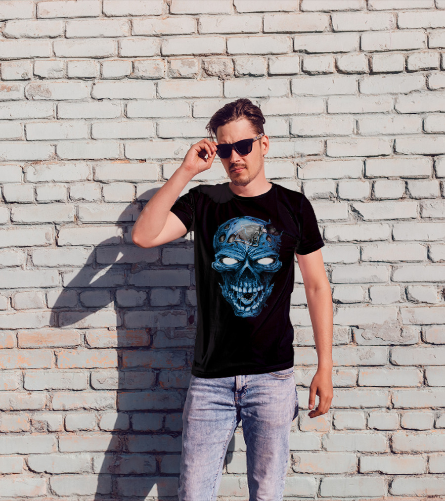 Skull Carolina Panthers NFL Blue Horror T-Shirt