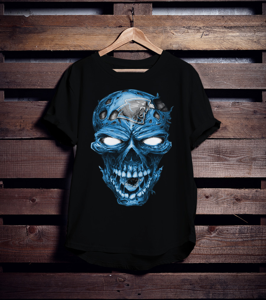 Skull Carolina Panthers NFL Blue Horror T-Shirt