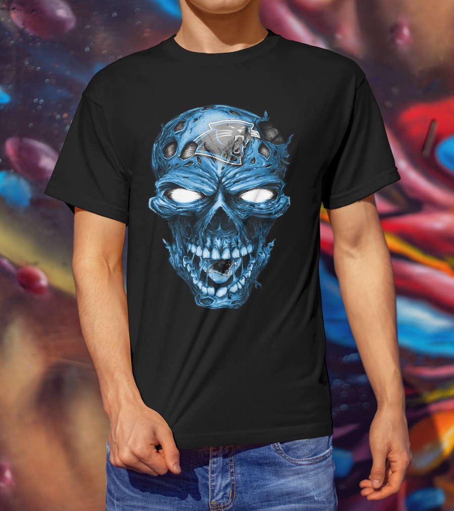 Skull Carolina Panthers NFL Blue Horror T-Shirt