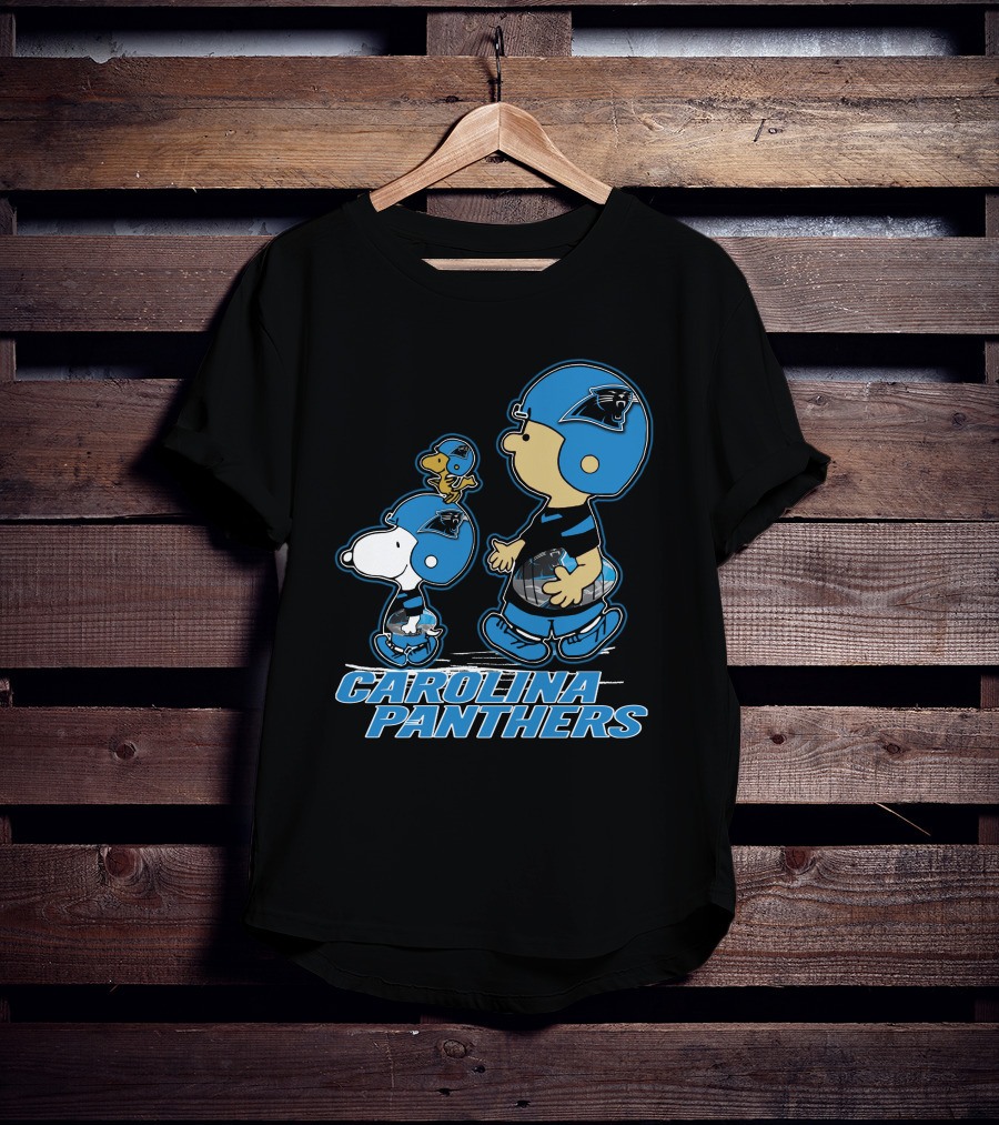 Carolina Panthers Peanuts Snoopy Woodstock Football Helmet T-Shirt