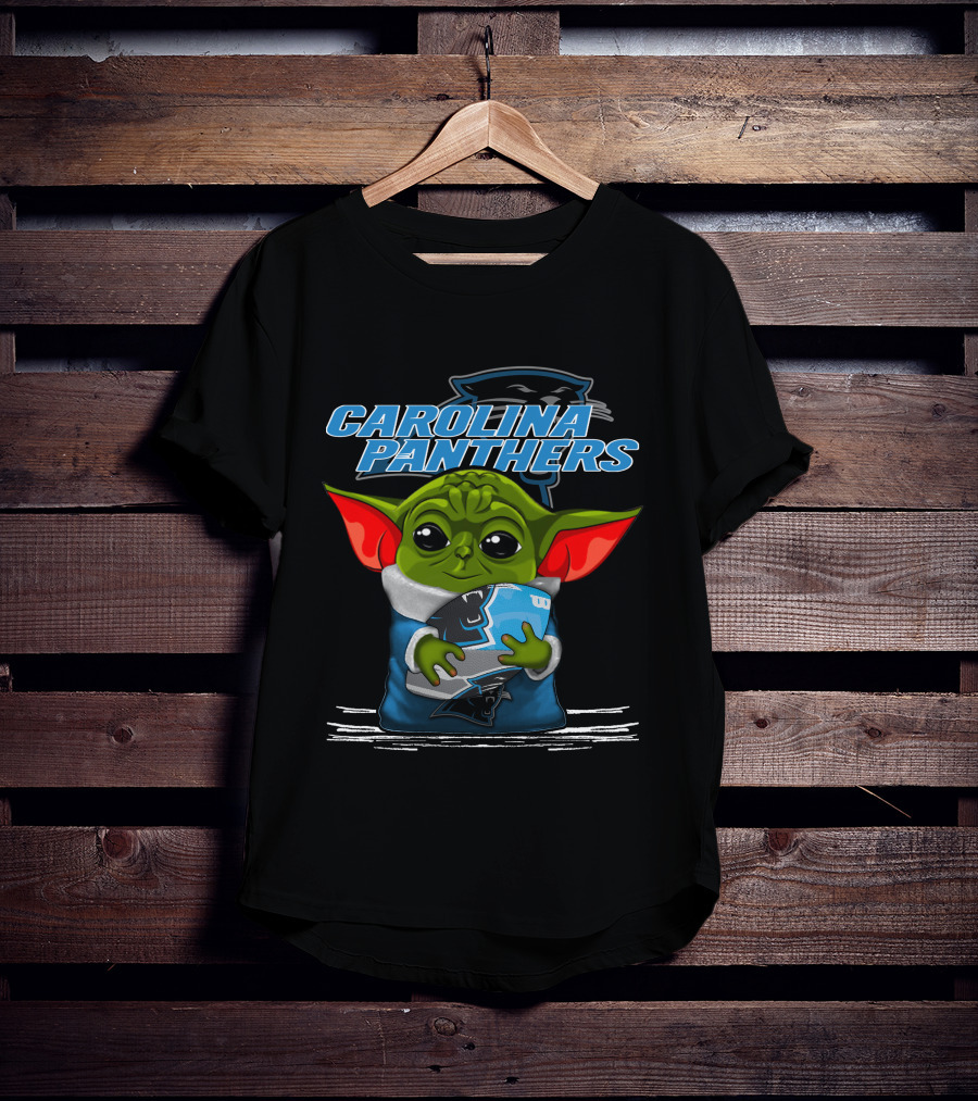 CAROLINA PANTHERS Yoda Holding Football T-Shirt