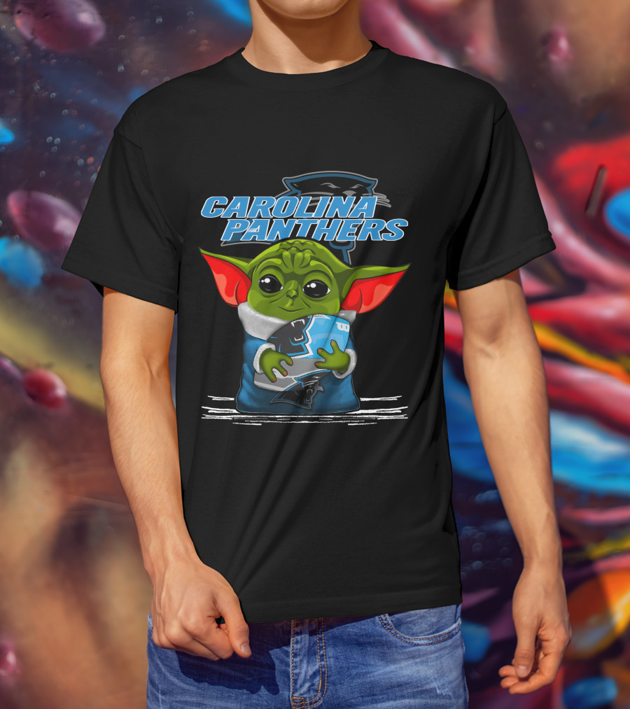 CAROLINA PANTHERS Yoda Holding Football T-Shirt