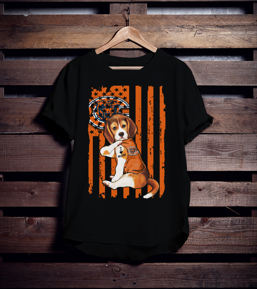 Beagle Chicago Bears I Love Mom Football T-Shirt