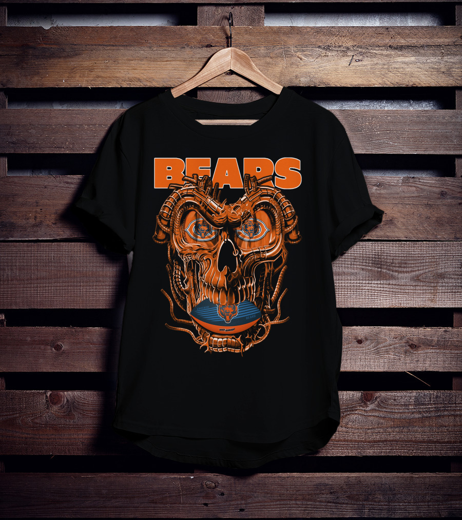 Dragonskull BEARS CHICAGO Football Skulldesign T-Shirt