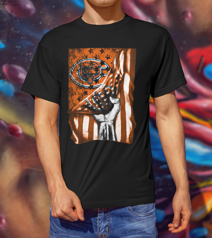 Chicago Bears American Flag Bear T-Shirt