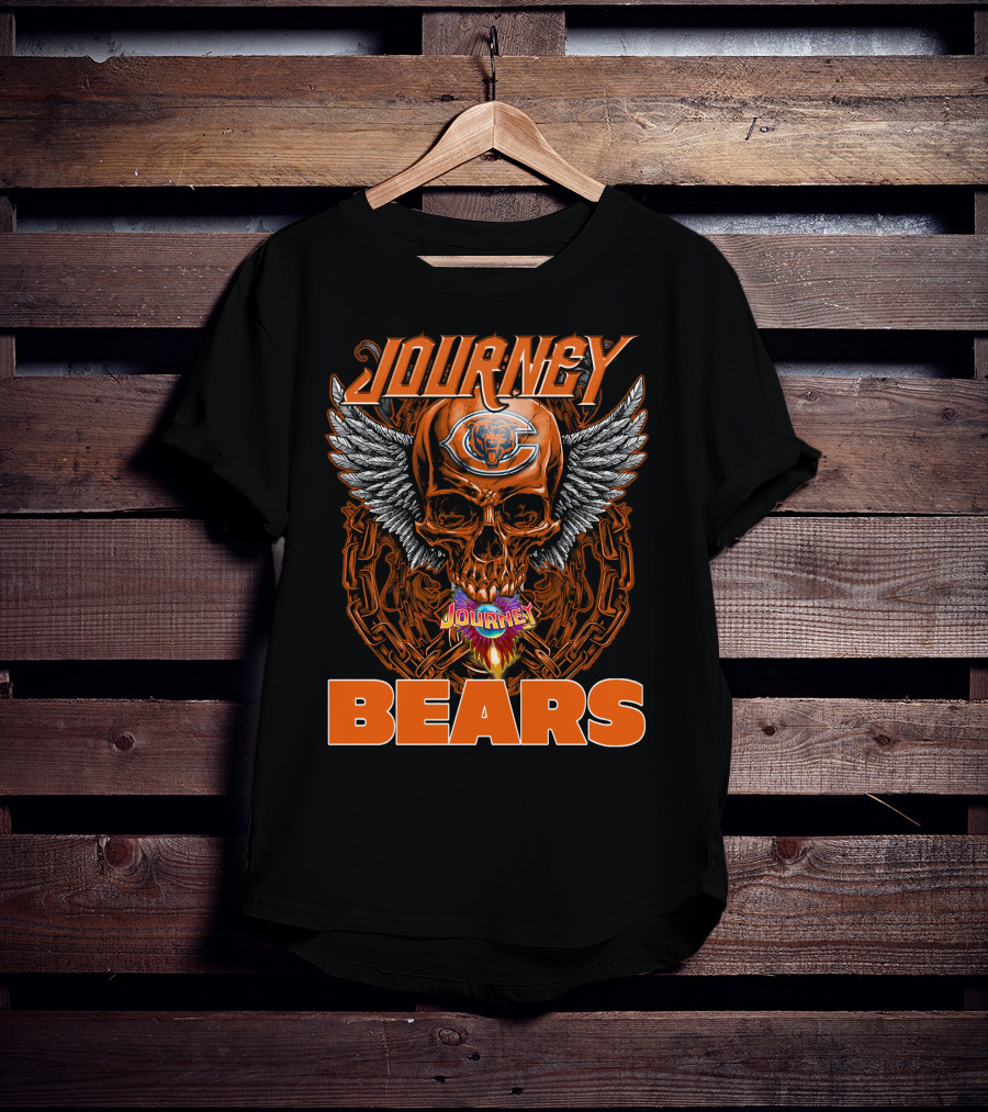 Journey Chicago Bears Skull Wings Chain Flame T-Shirt