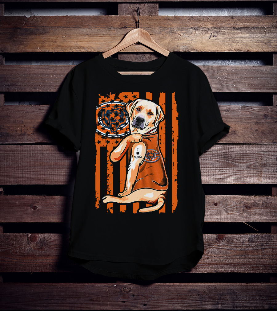 Labrador Retriever I Love Mom CHICAGO BEARS T-Shirt