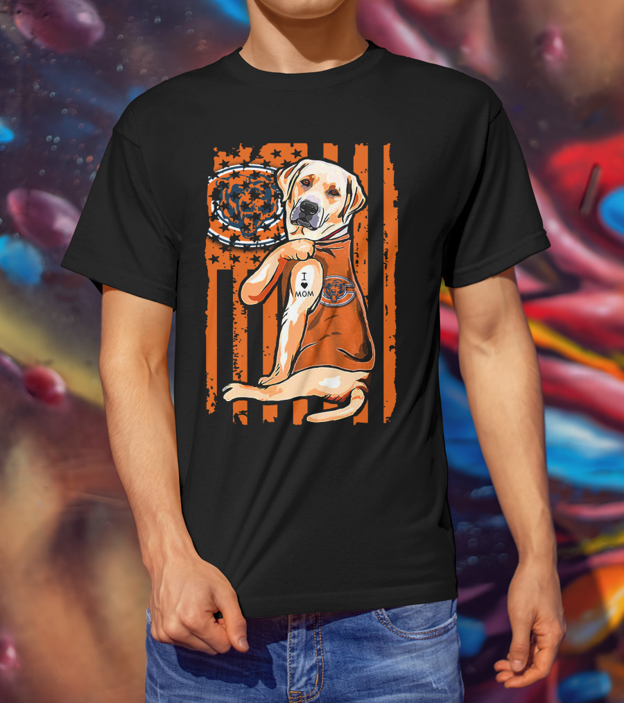 Labrador Retriever I Love Mom CHICAGO BEARS T-Shirt