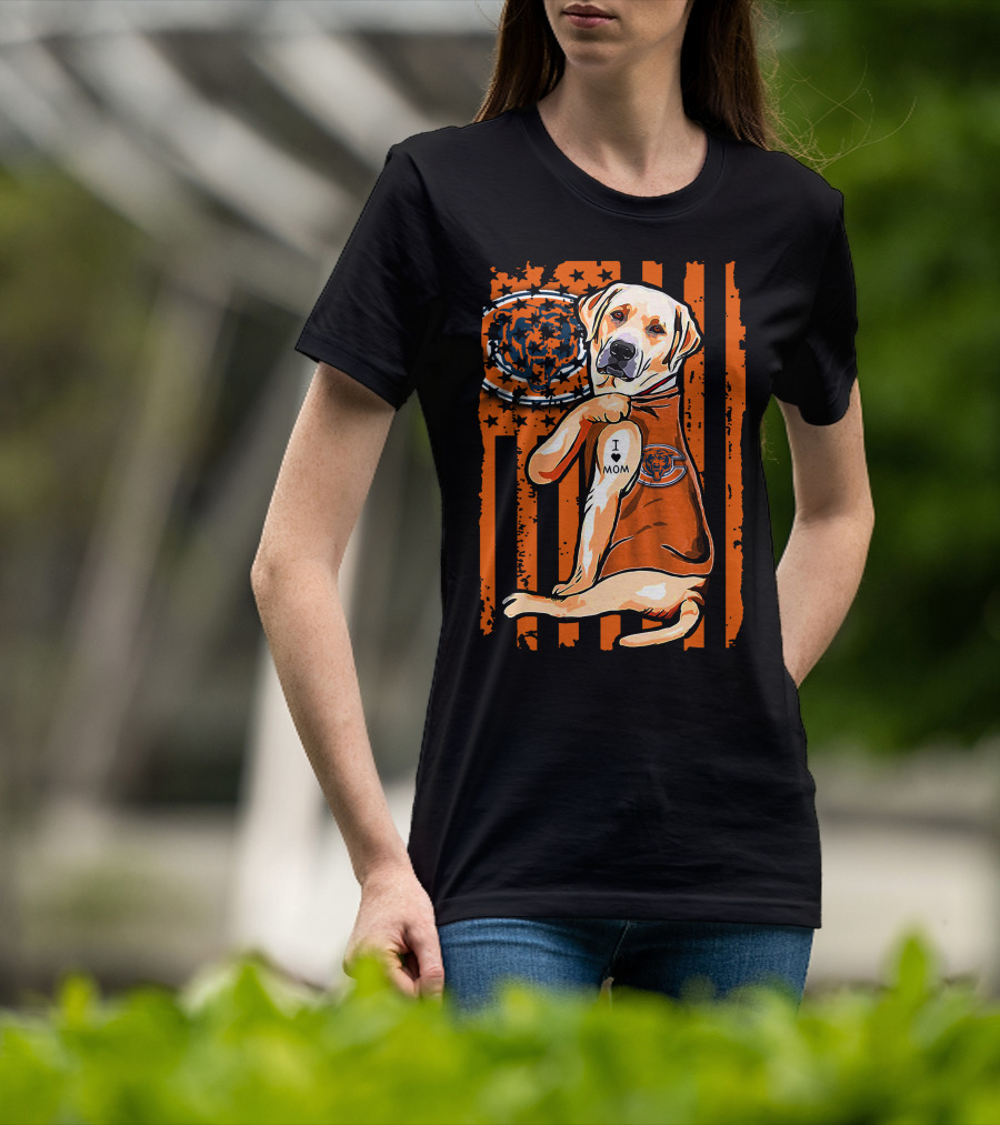 Labrador Retriever I Love Mom CHICAGO BEARS T-Shirt