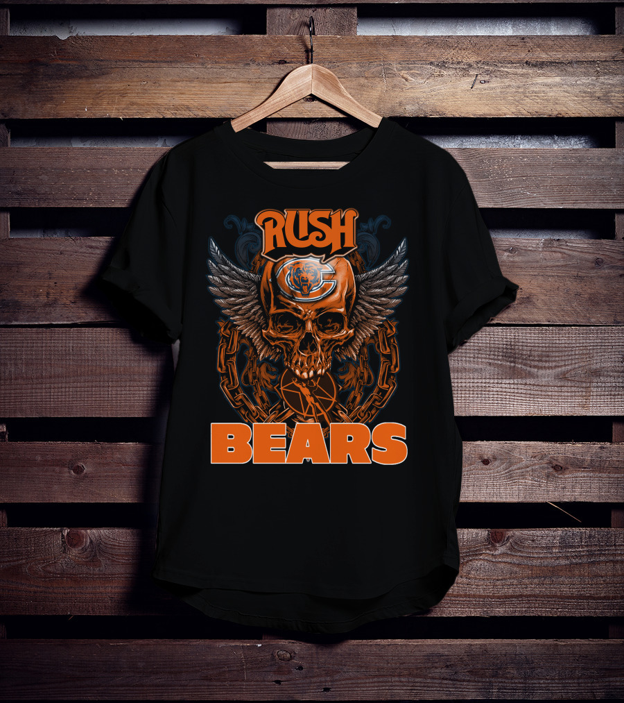 RUSH CHICAGO BEARS Skull Wings T-Shirt