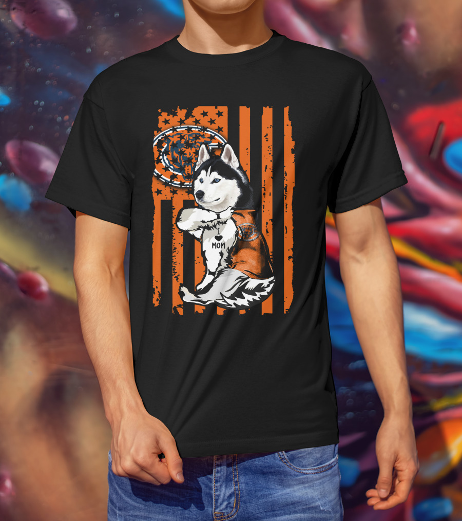 Siberian Husky Chicago Bears Fanatic Mom T-Shirt