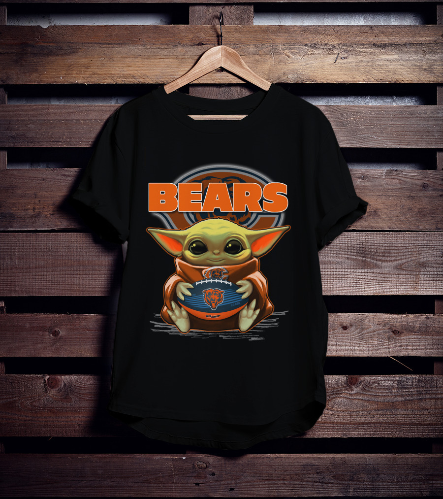 Yoda BEARS Football Chicago Baby Holding Football T-Shirt