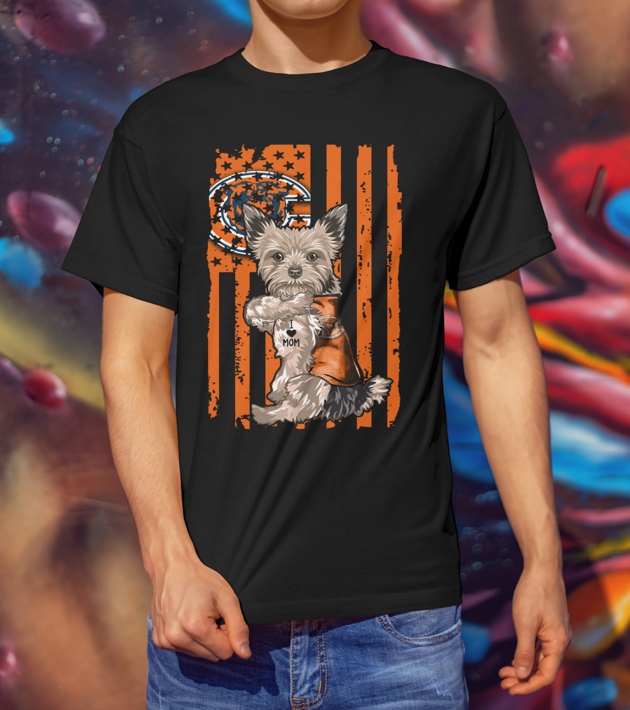 Yorkshire Terrier I ♥ Mom Chicago Bears T-Shirt