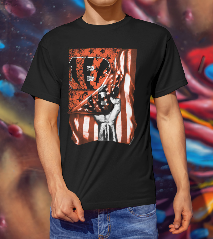 Bengals Logo Stars And Stripes Grunge Flag Cincinnati Bengals T-Shirt