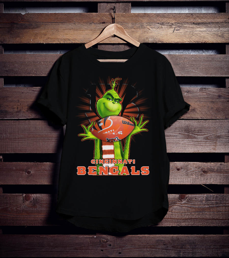 Grinch Cincinnati Bengals Holding Wilson Football T-Shirt