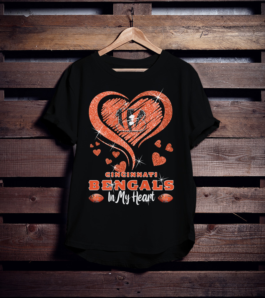 Cincinnati Bengals 13 Sparkling Hearts In My Heart T-Shirt