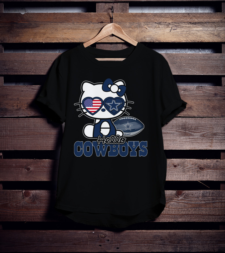 Hello Kitty Dallas Cowboys Usa Flag Football T-Shirt