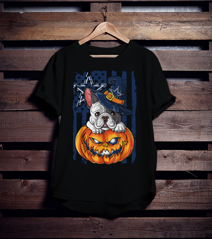 Hlw Bulldog Dallas Cowboys Halloween Pumpkin T-Shirt