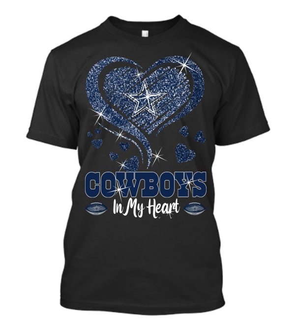 Cowboys In My Heart Starry Hearts Football T-Shirt