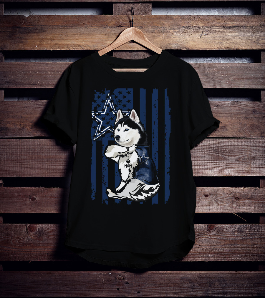 Siberian Husky I Love Mom Dallas Cowboys Star T-Shirt