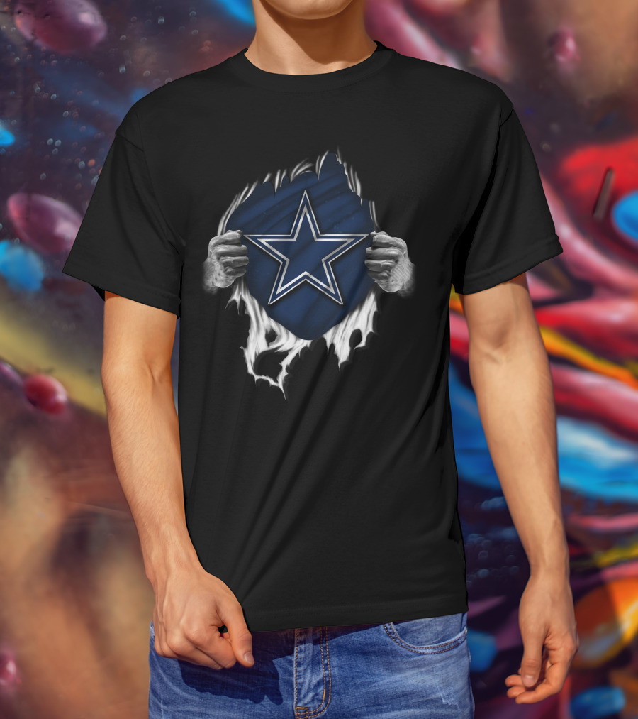 Torn V1 Dallas Cowboys Star Emblem Peeling Hands T-Shirt