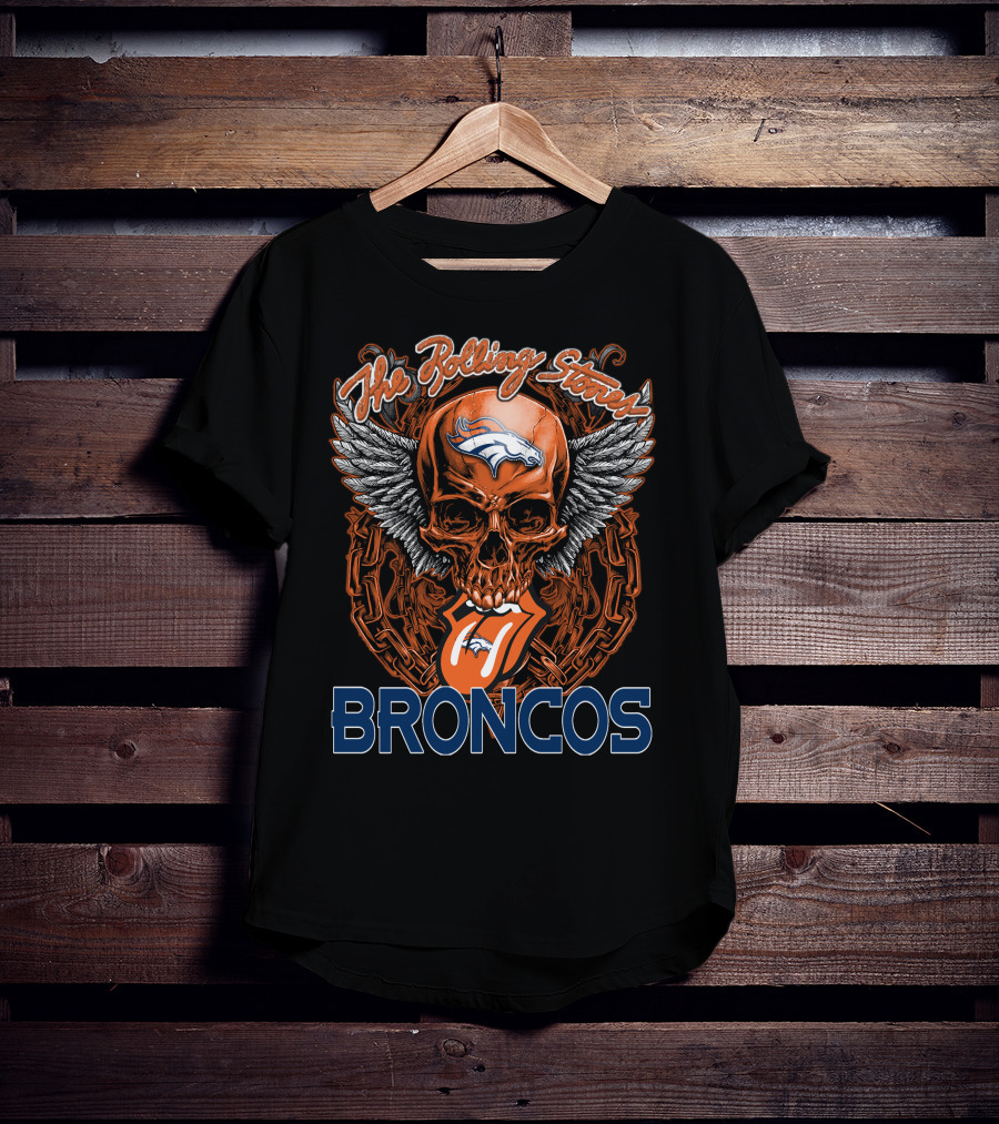 The Rolling Stones Denver Broncos Skull Wings T-Shirt