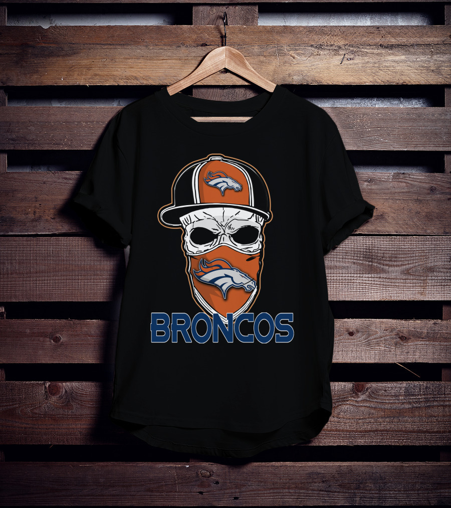 Broncos Skull Cap And Bandana With Denver Broncos T-Shirt