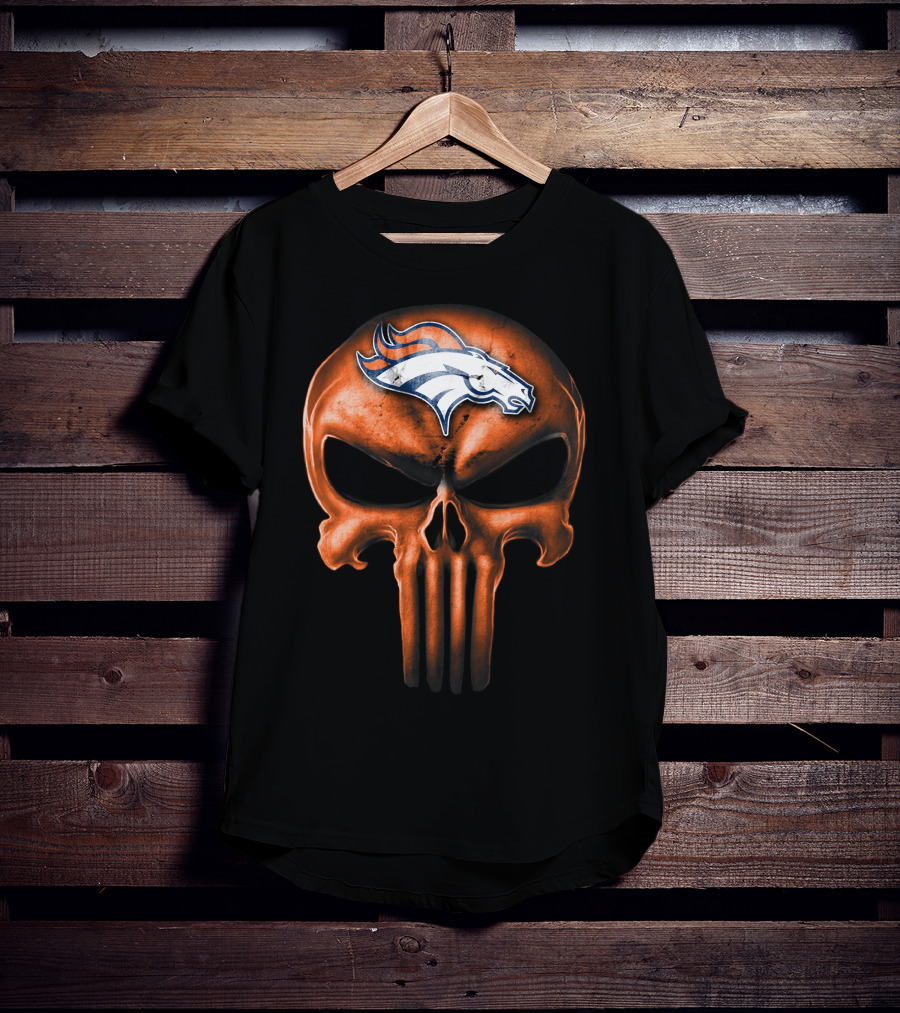 Skull Denver Broncos Logo Fusion T-Shirt