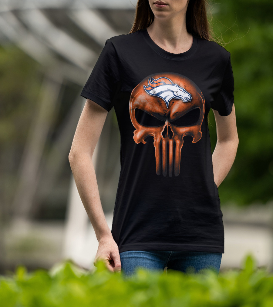 Skull Denver Broncos Logo Fusion T-Shirt