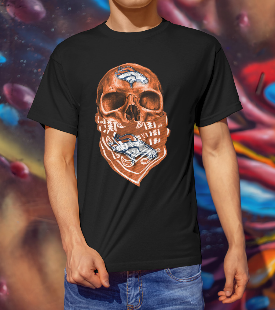 Skull Denver Broncos Bandana T-Shirt