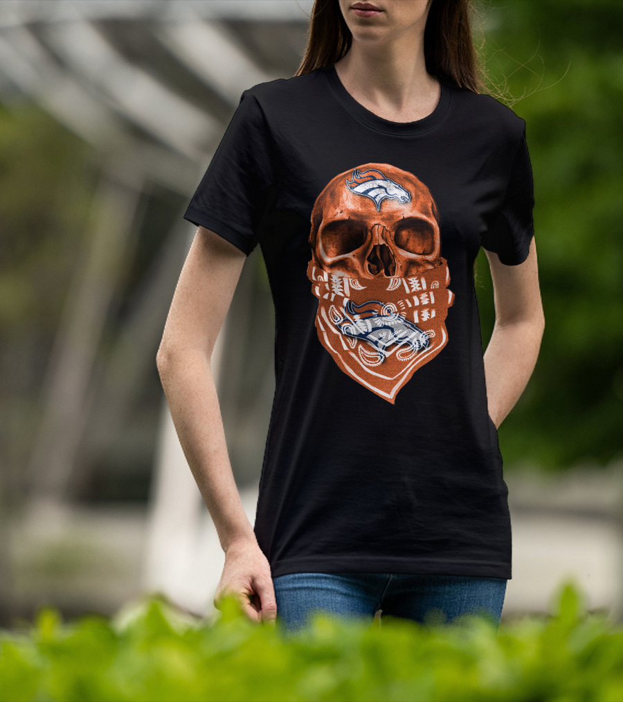 Skull Denver Broncos Bandana T-Shirt