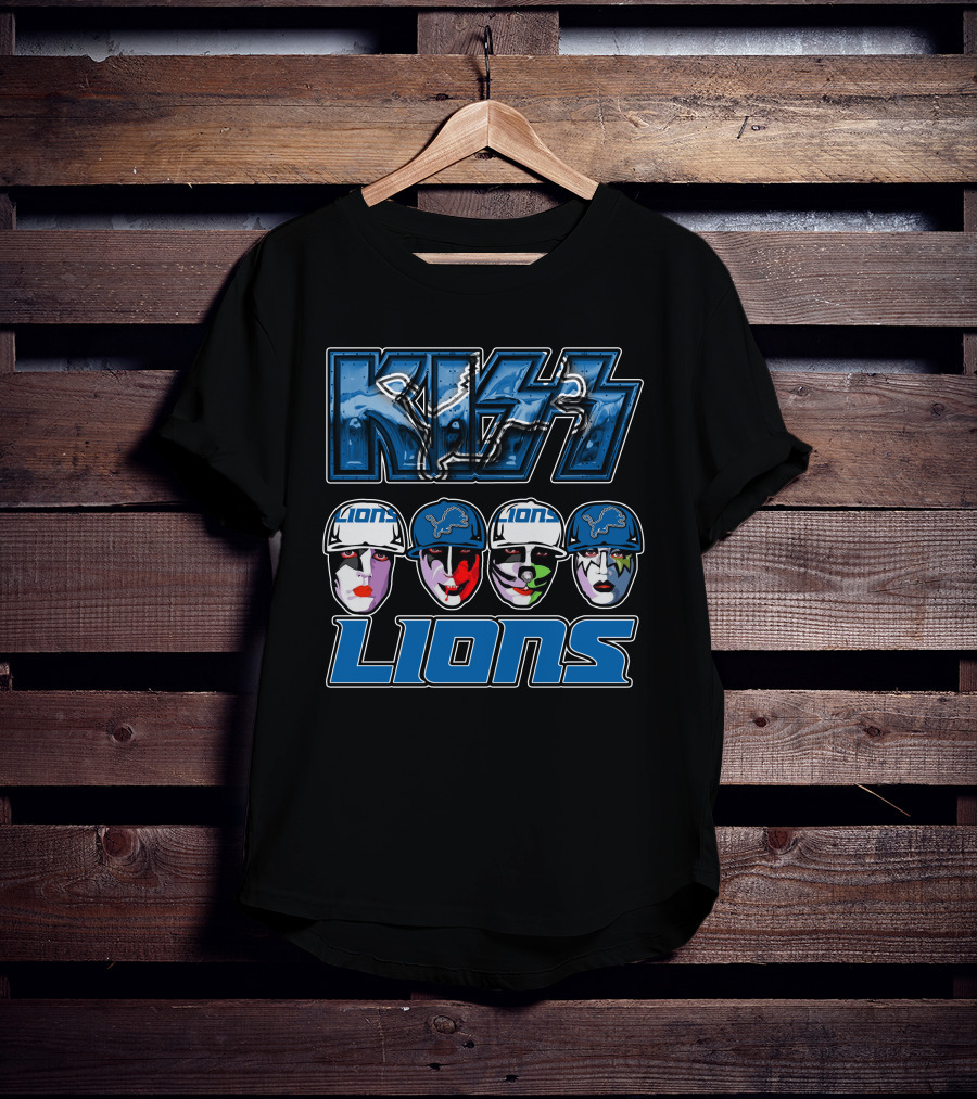 Kiss Detroit Lions Logo Facepaint T-Shirt