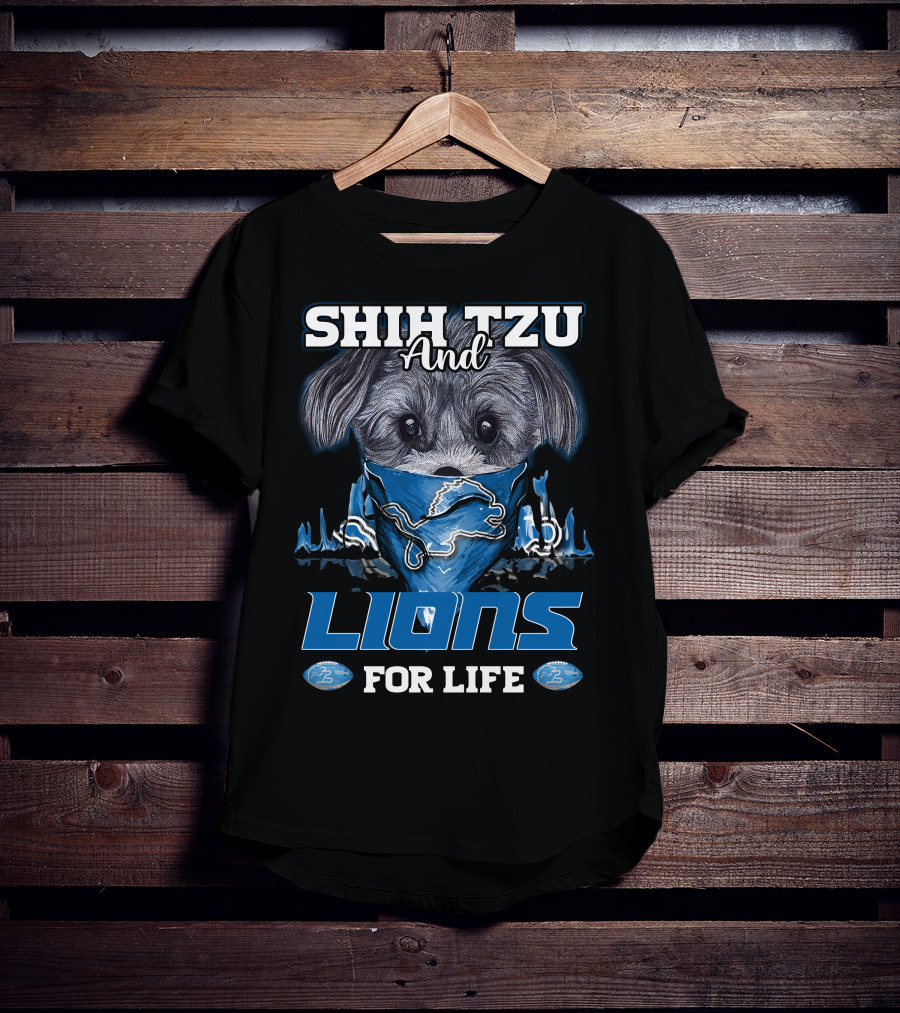 Shih Tzu And Lions For Life Detroit T-Shirt
