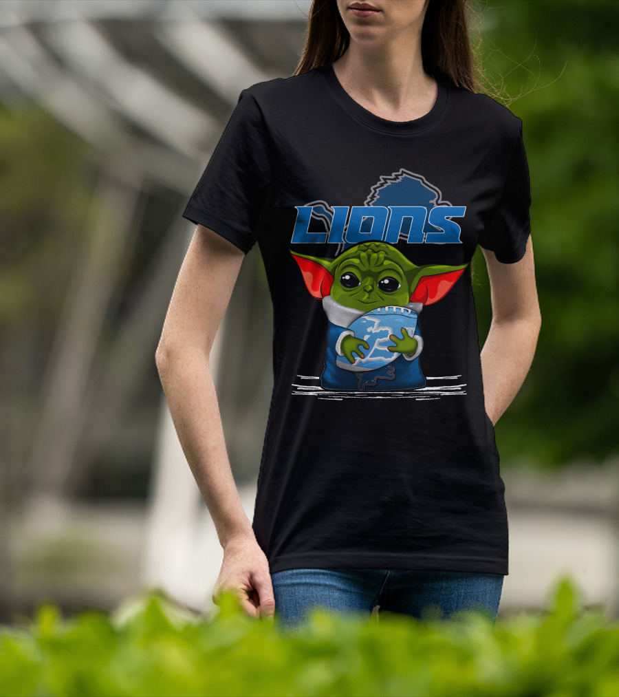 LIONS Yoda Football Fan Art DETROIT Football Team T-Shirt