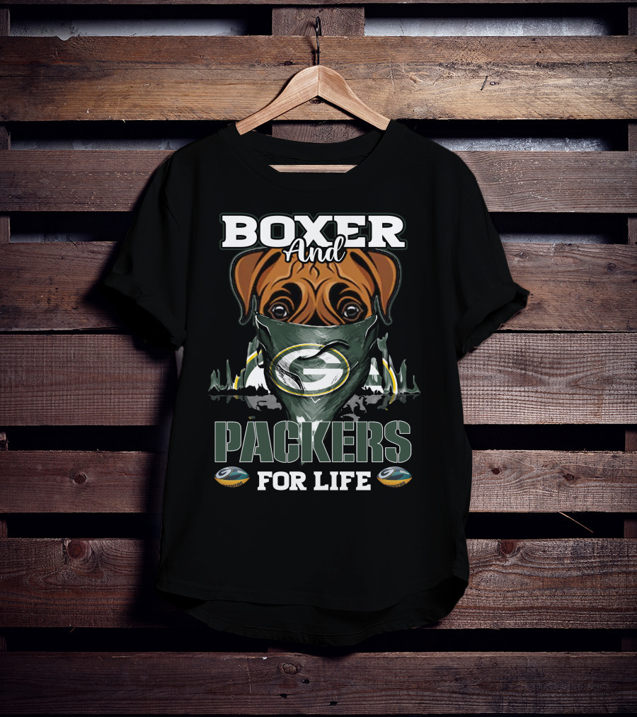 Boxer And Packers For Life Green Bay Packers T-Shirt