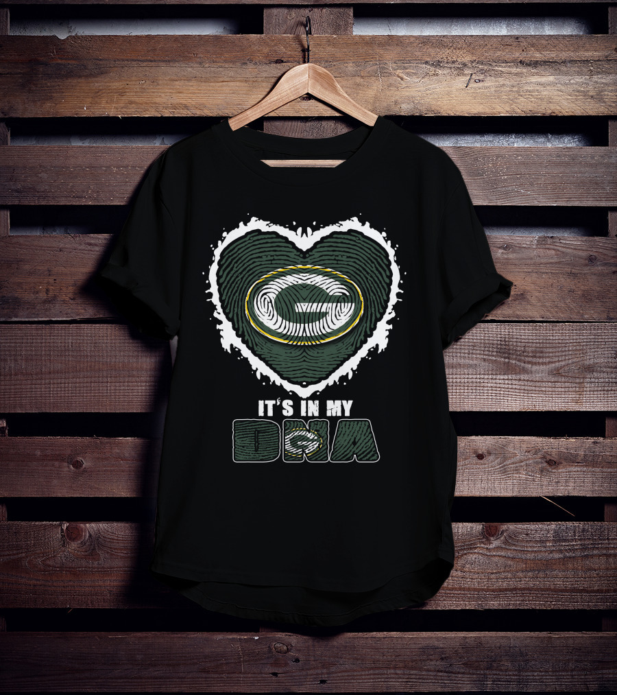 It's In My DNA Green Bay Packers Heart Fingerprint T-Shirt