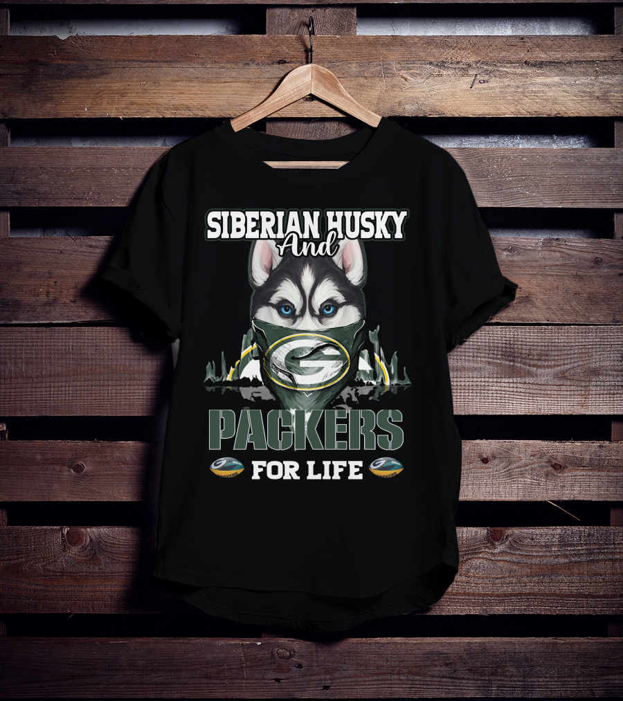 Siberian Husky And Packers For Life T-Shirt