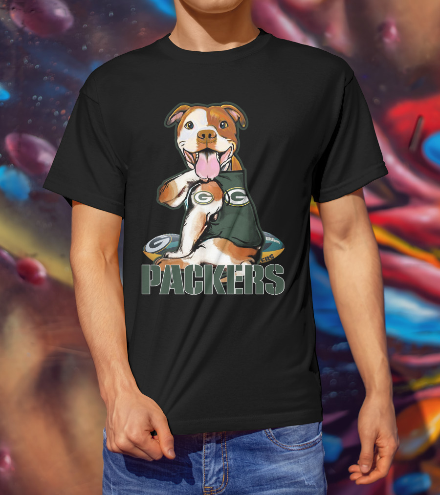 Packers Pitbull With Green Bay Wilson Football T-Shirt