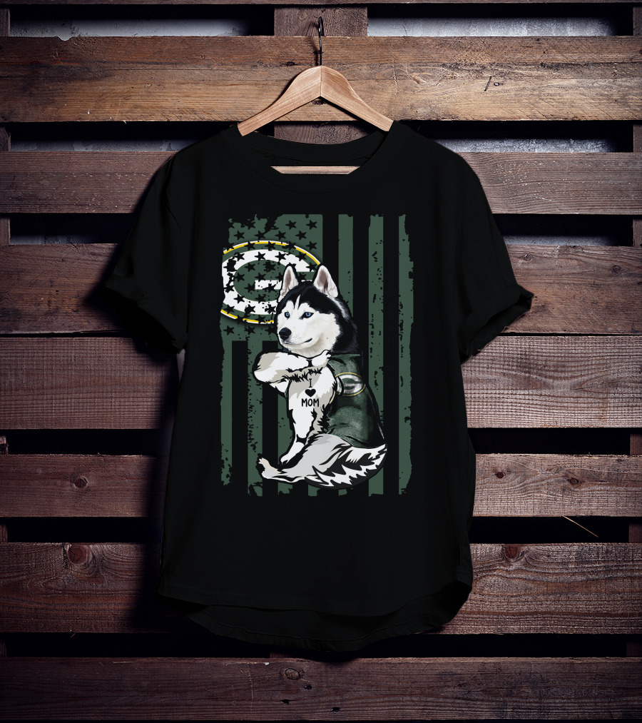Siberian Husky Green Bay Packers I Love Mom T-Shirt