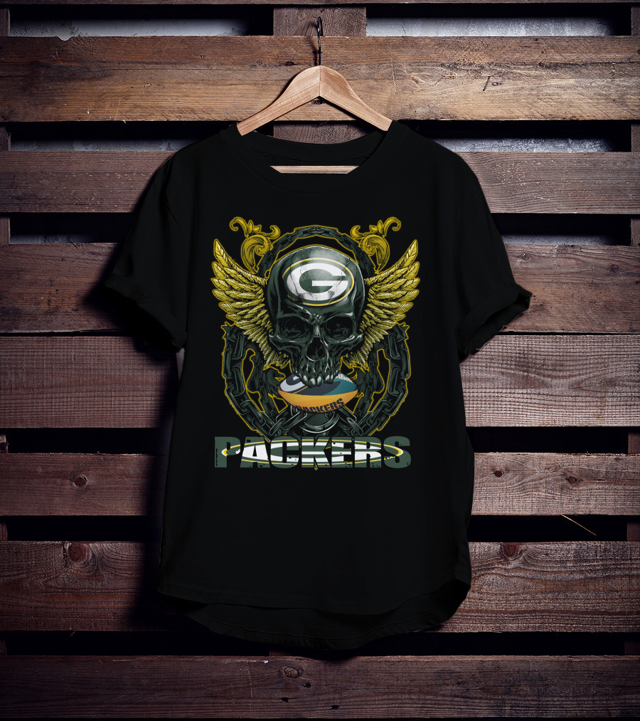 Packers Skull With Wings And Football Helmet T-Shirt