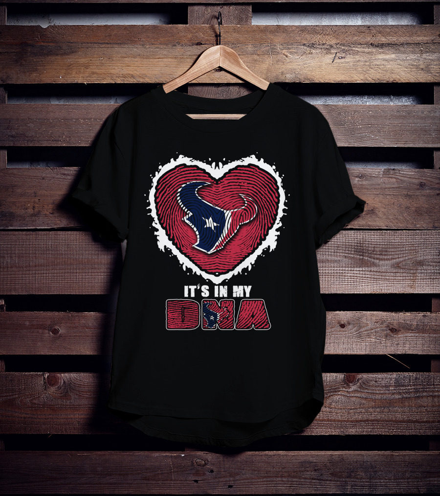Houston Texans Heart Thumbprint Logo It's In My Dna T-Shirt