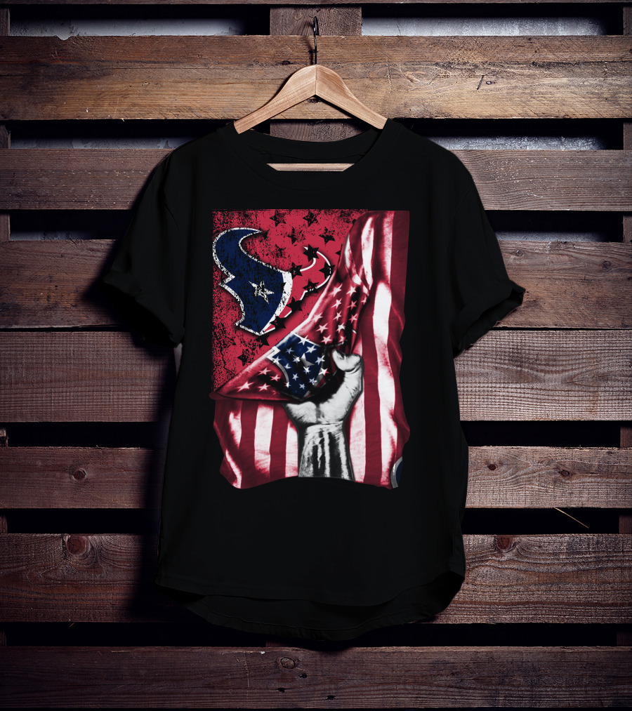 Patriotic Houston Texans Stars And Stripes Flag T-Shirt