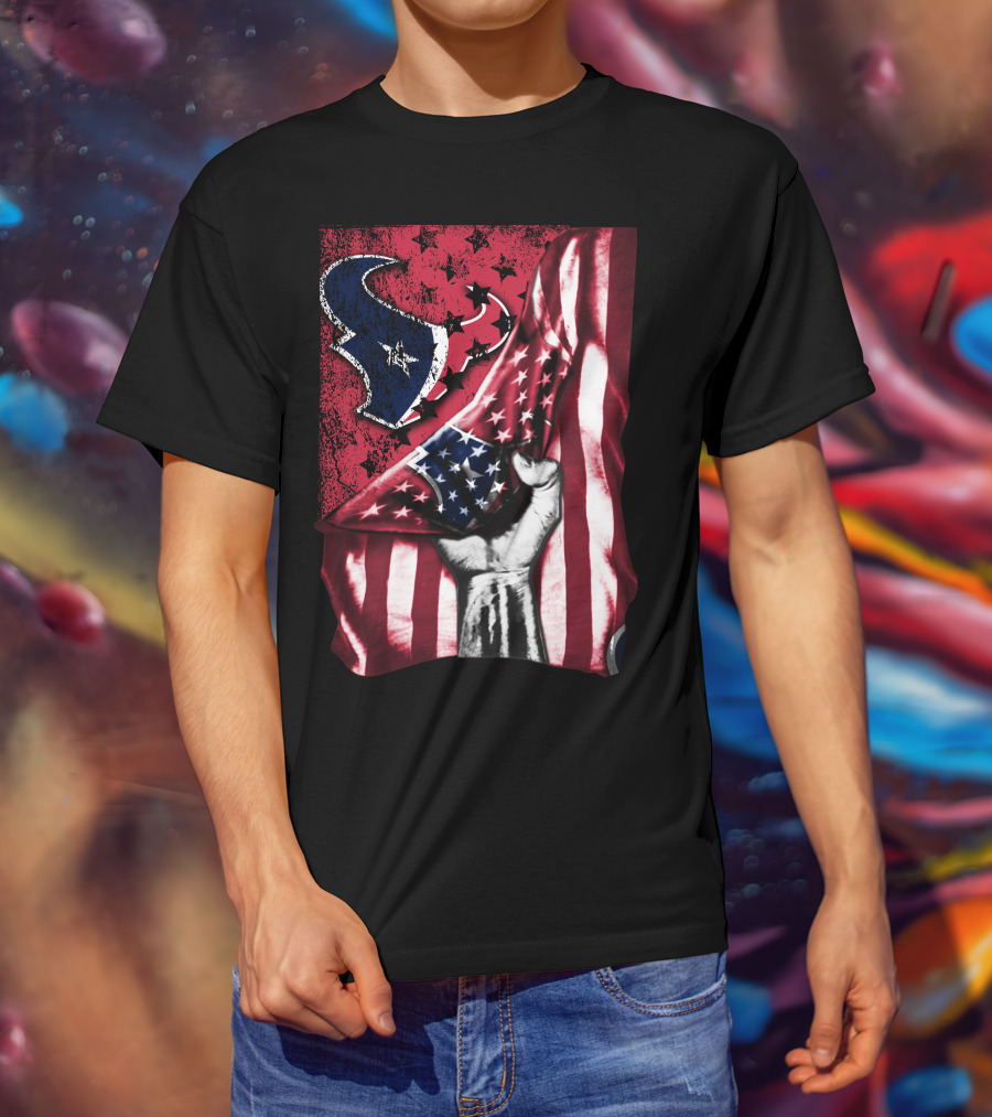 Patriotic Houston Texans Stars And Stripes Flag T-Shirt