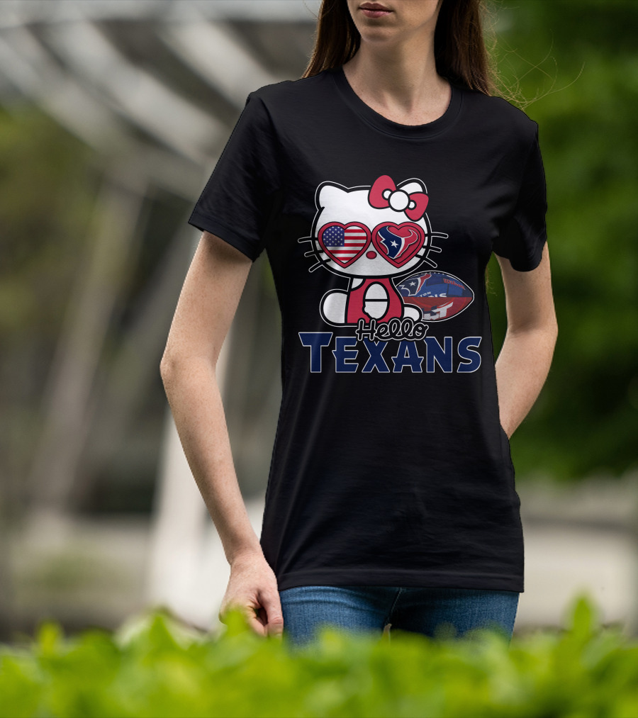 Hello Kitty Houston Texans NFL Heart Eyes Football Fan T-Shirt