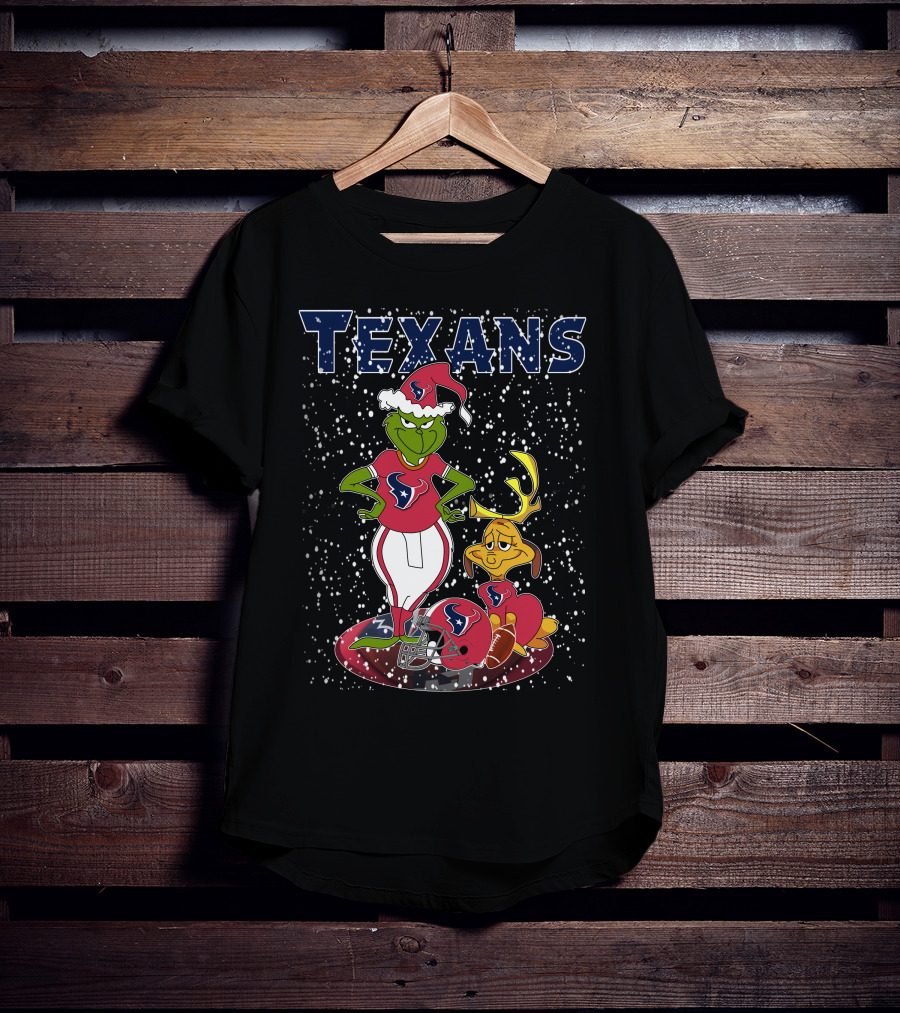 Texans Grinchxmas Festive Football Mashup T-Shirt