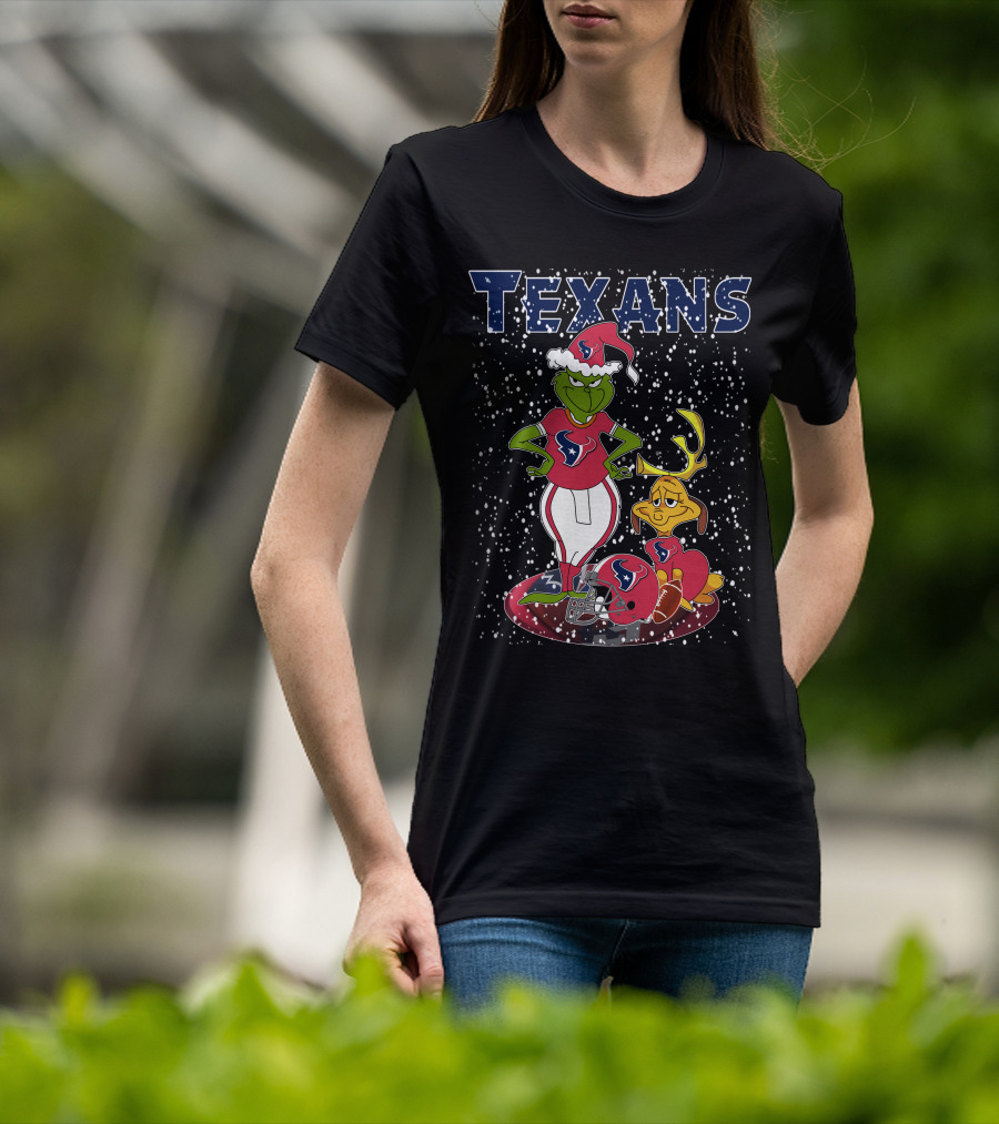 Texans Grinchxmas Festive Football Mashup T-Shirt