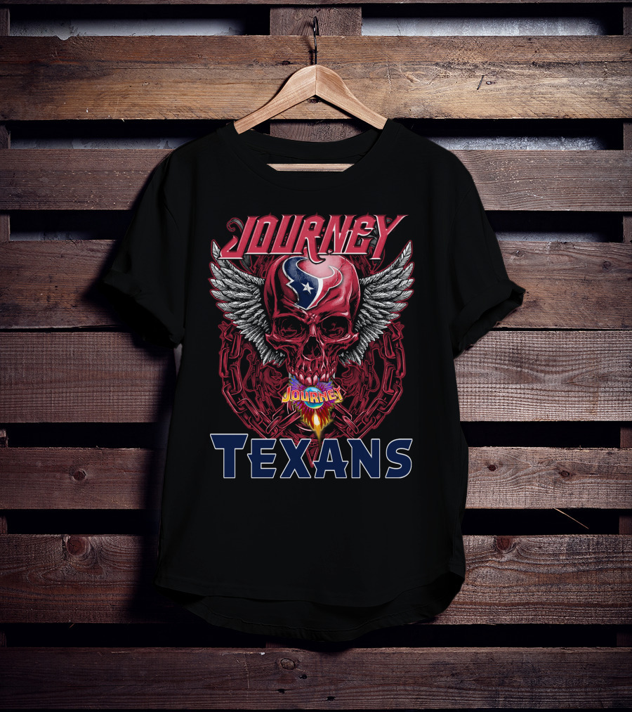 Journey Texans Winged Skull With Houston Logo Motif T-Shirt