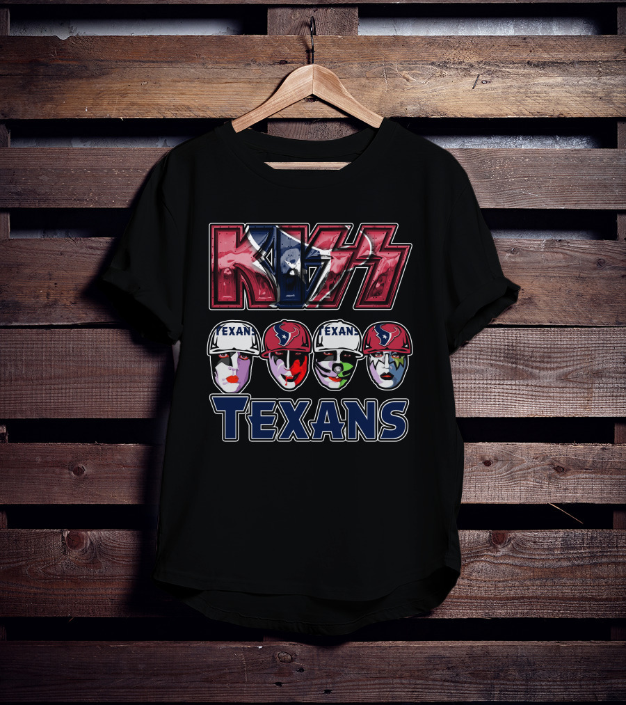 Kiss Houston Texans Rock Band Face Paint Football Fusion T-Shirt