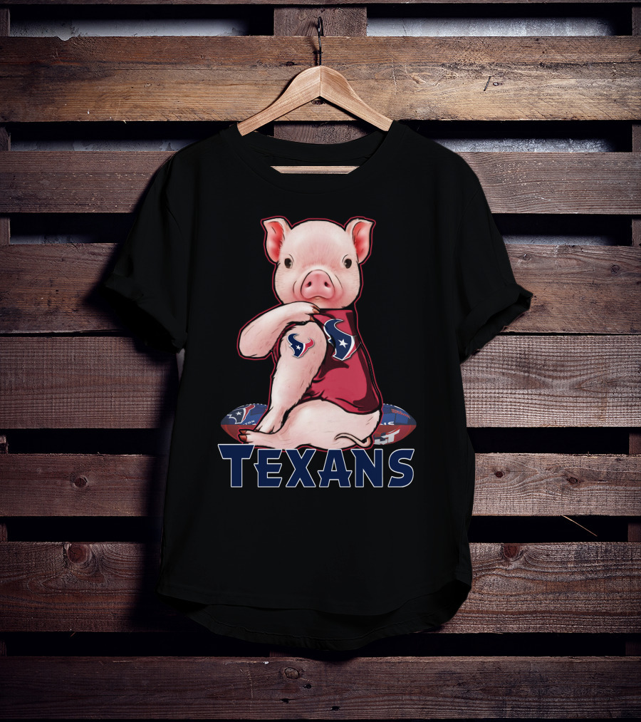 Texans Pig With Texans Logo And Football T-Shirt
