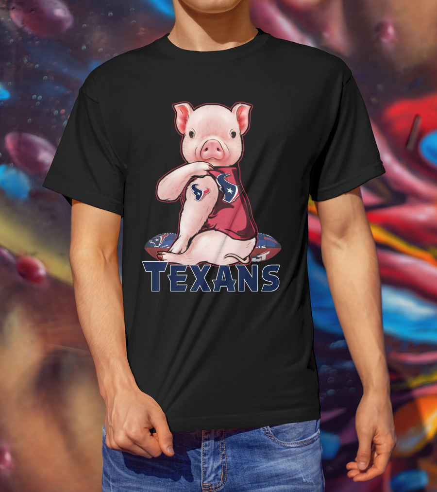 Texans Pig With Texans Logo And Football T-Shirt